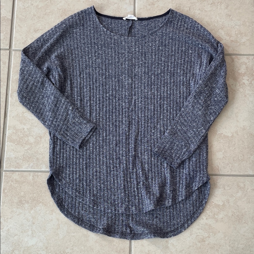 Gray Textured Long Sleeve Top